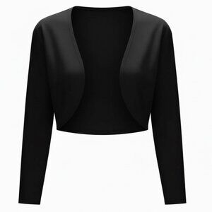 Black Long Sleeve Open Front Shrug Cardigan XXL Lightweight Stretchy Knit